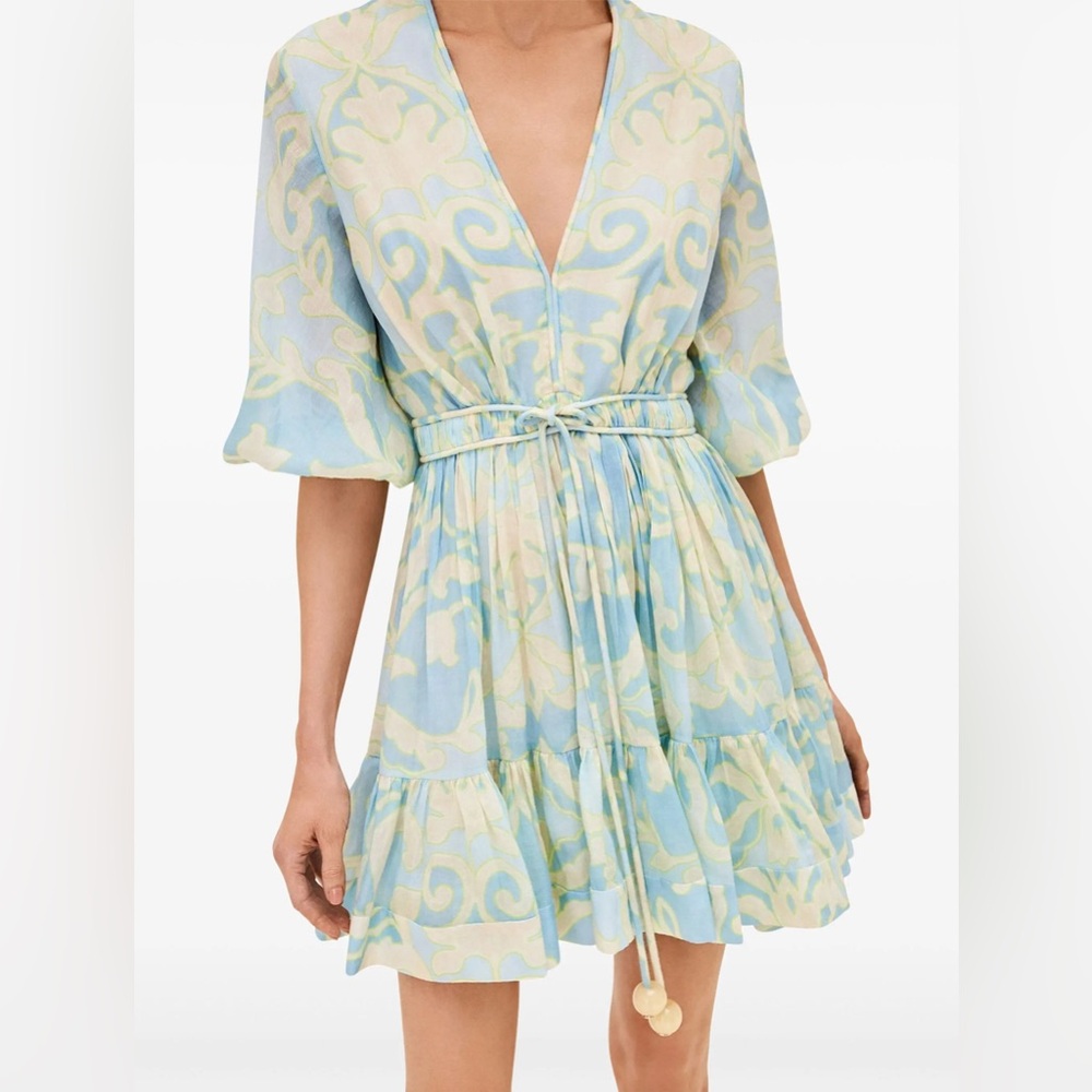 Alexis Pastel Blue and Cream Mini Dress